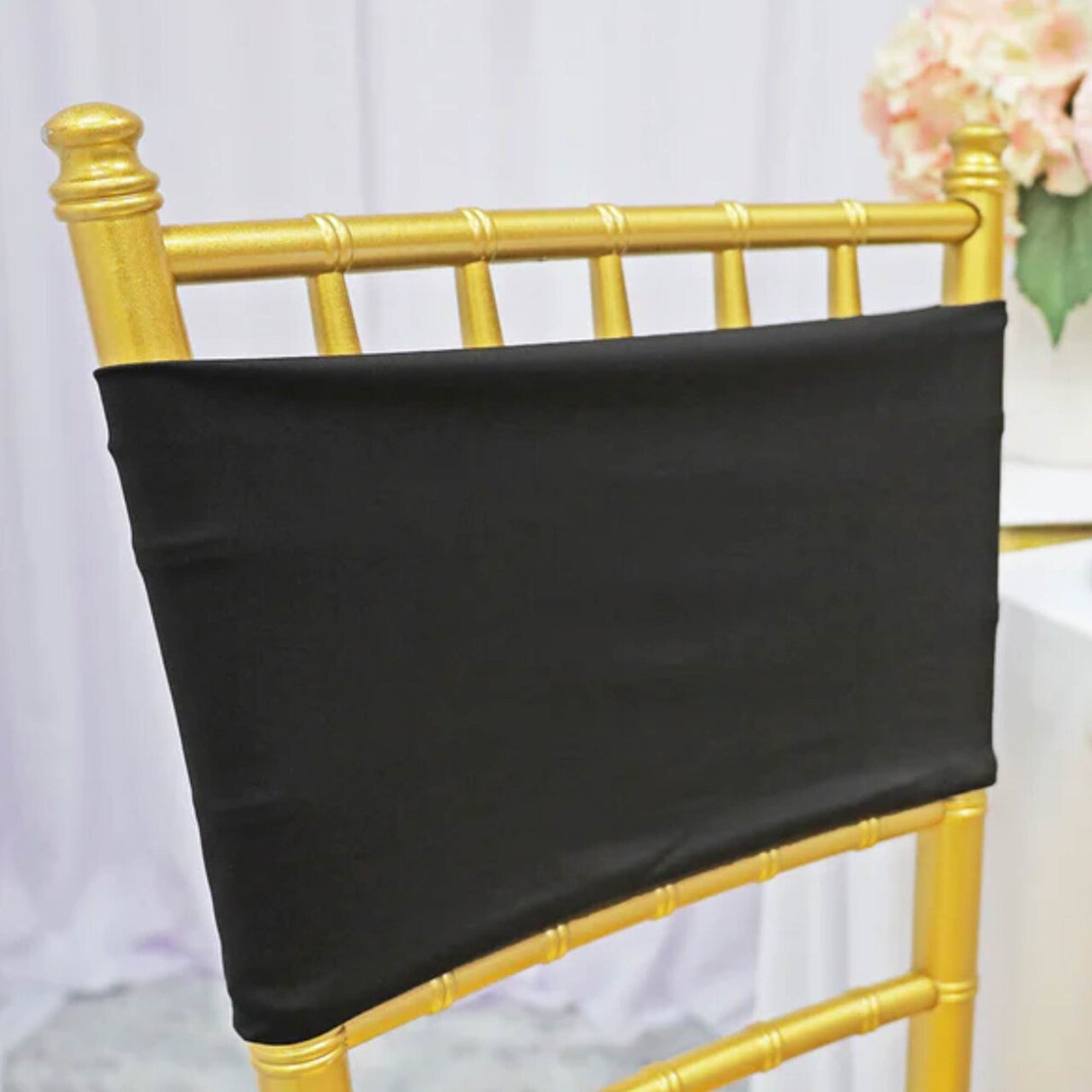 10 Pieces Classic Black Stretch Spandex Chair Bands 7 x 13 Inches