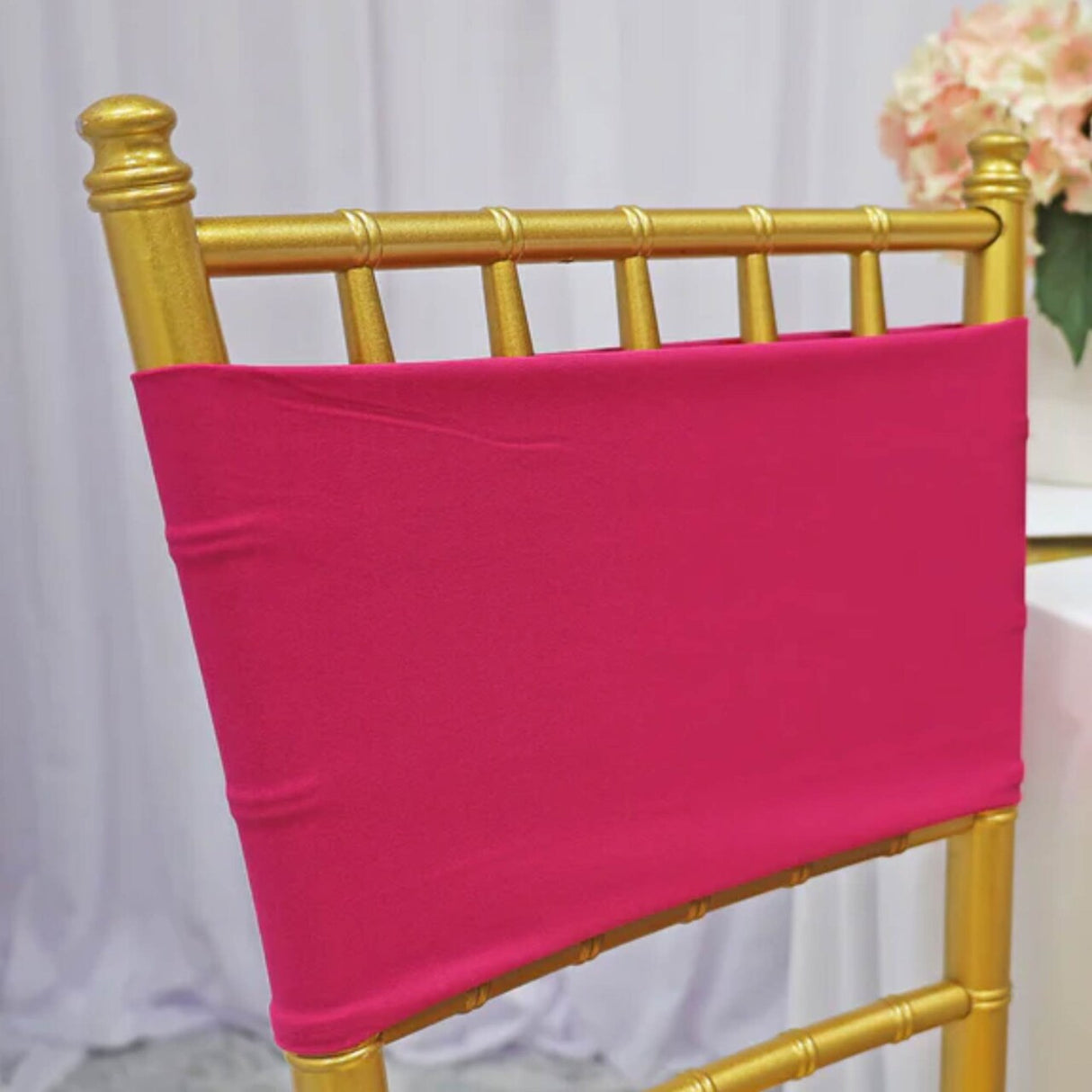 10 Pieces Fuchsia Spandex Chair Bands 7 x 13 Inches