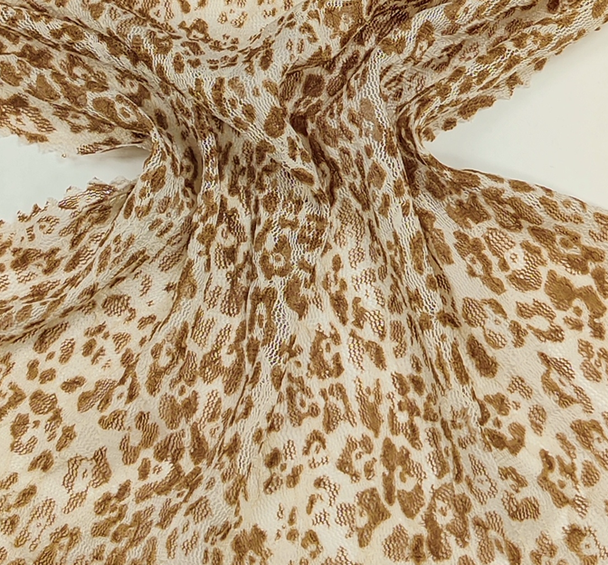 1 Yard Lace Animal Print Fabric Mocha or Ivory, Lightweight 50/52" Apparel & Home Décor Textile