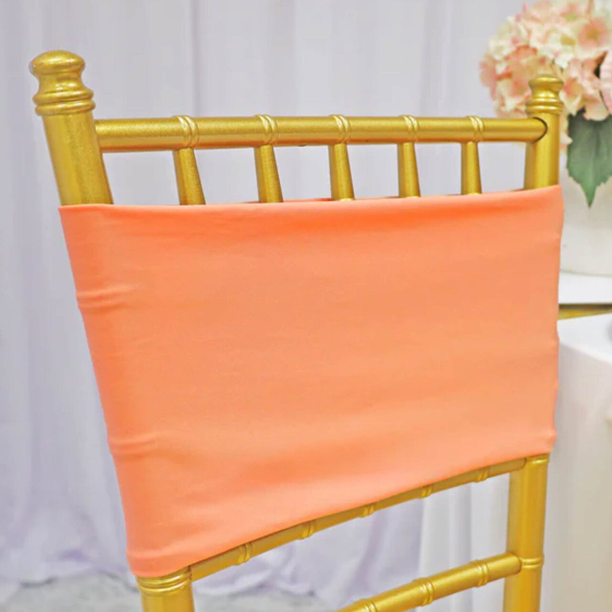 10 Pieces Soft Apricot Peach Stretch Spandex Chair Bands 7 x 13 Inches