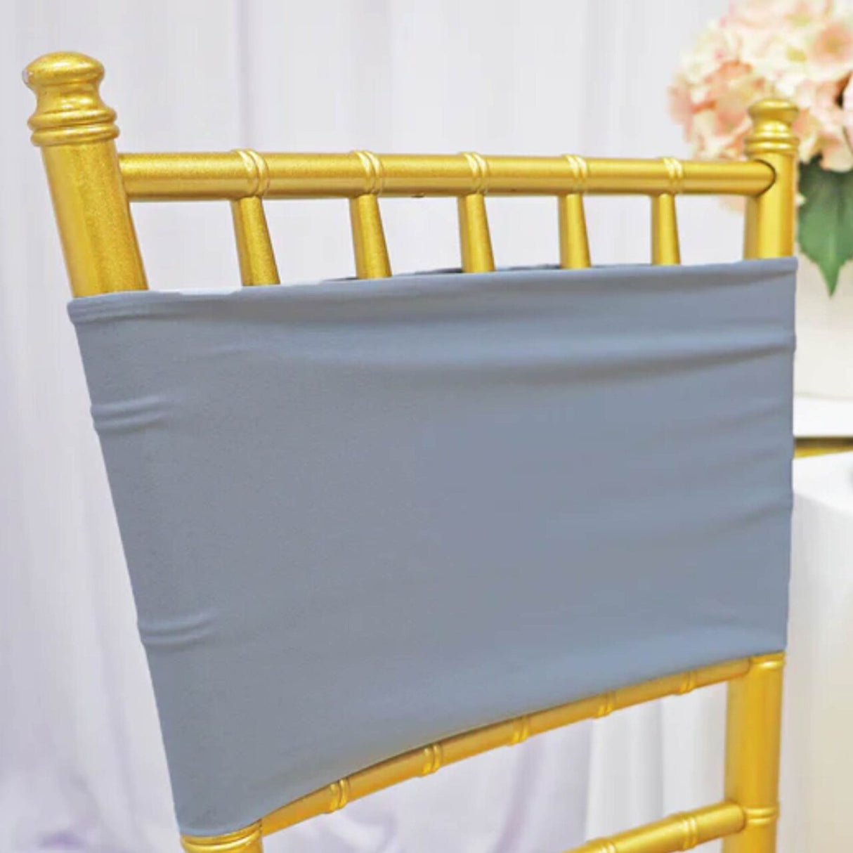 10 Pieces Soft Dusty Blue Stretch Spandex Chair Bands 7 x 13 Inches