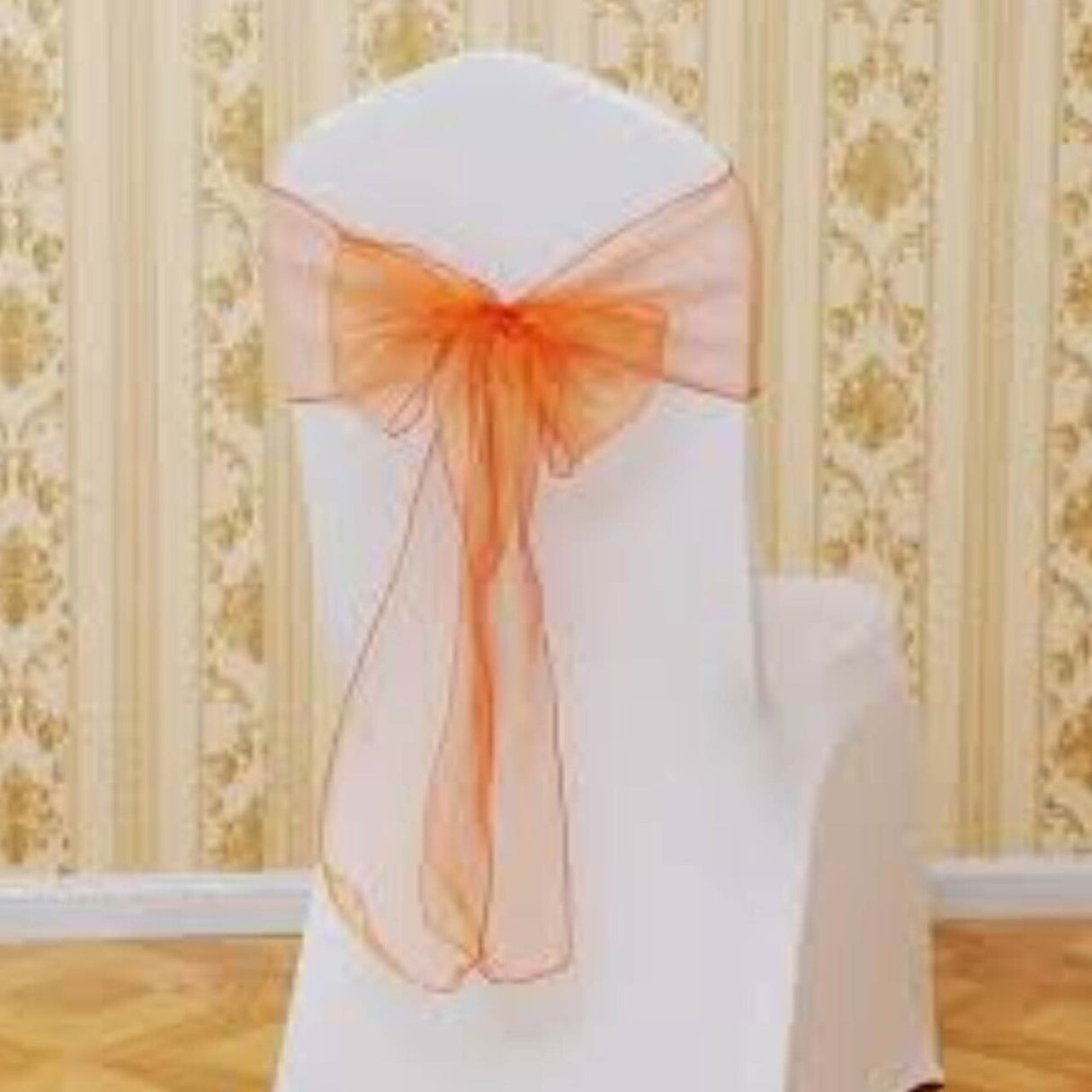 10 Pieces Orange Luxury Angle End Organza Chair Strips, 12"x116" Party Accessories