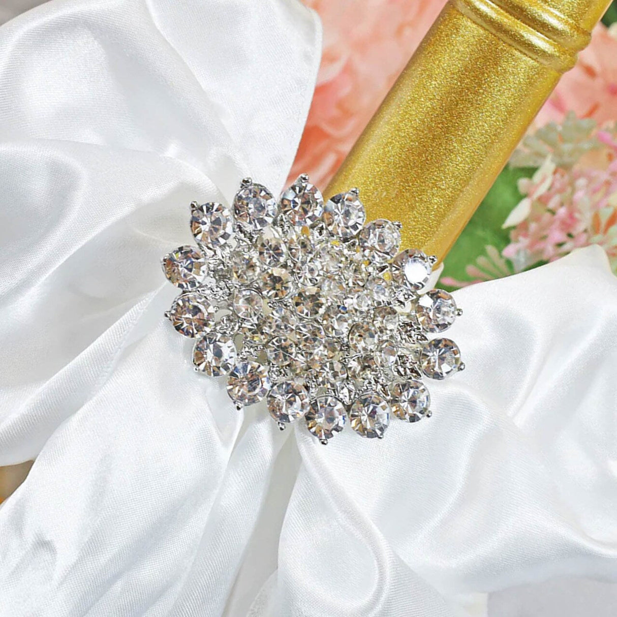 1 Piece Winston Rhinestone Chair Band Buckle Silver Metal Accent 2 Inch Width