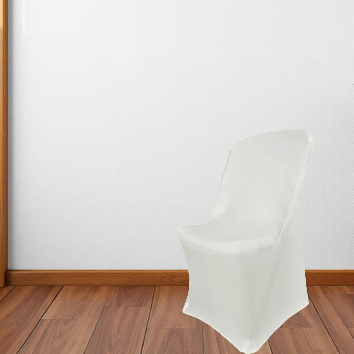 1 Piece Ivory Stretch Slipcover for Lifetime Folding Chair Elegant Spandex Design