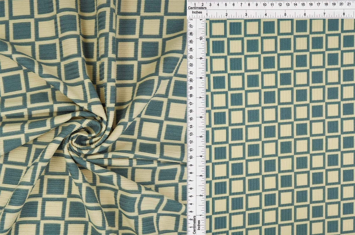 4x2 Yummy Rib Geometric Checker Knit Soft Stretch Fabric, 58/60" Wide