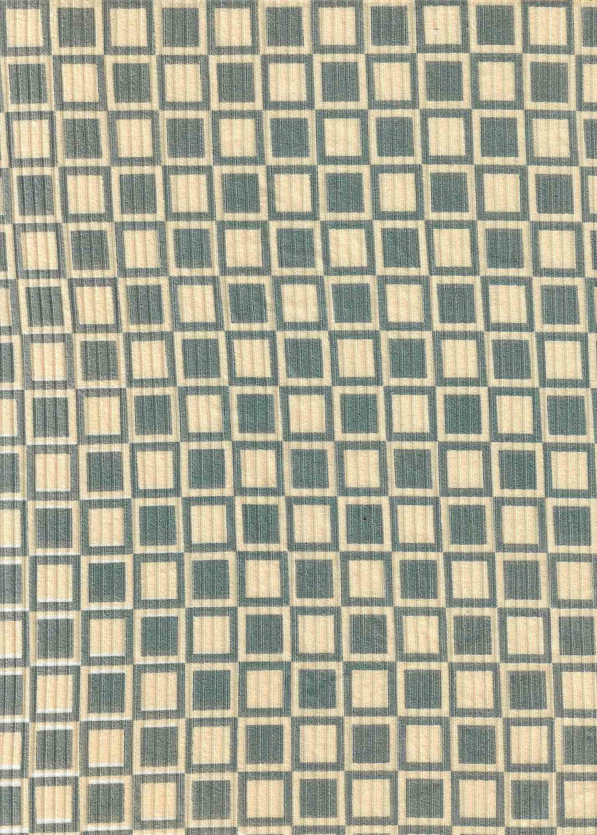 1 Yard Geo Checker 4X2 Yummy Rib Knit Fabric Stretch 58/60 Inches Wide