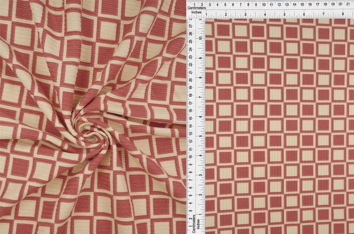 4x2 Yummy Rib Geometric Checker Knit Soft Stretch Fabric, 58/60" Wide