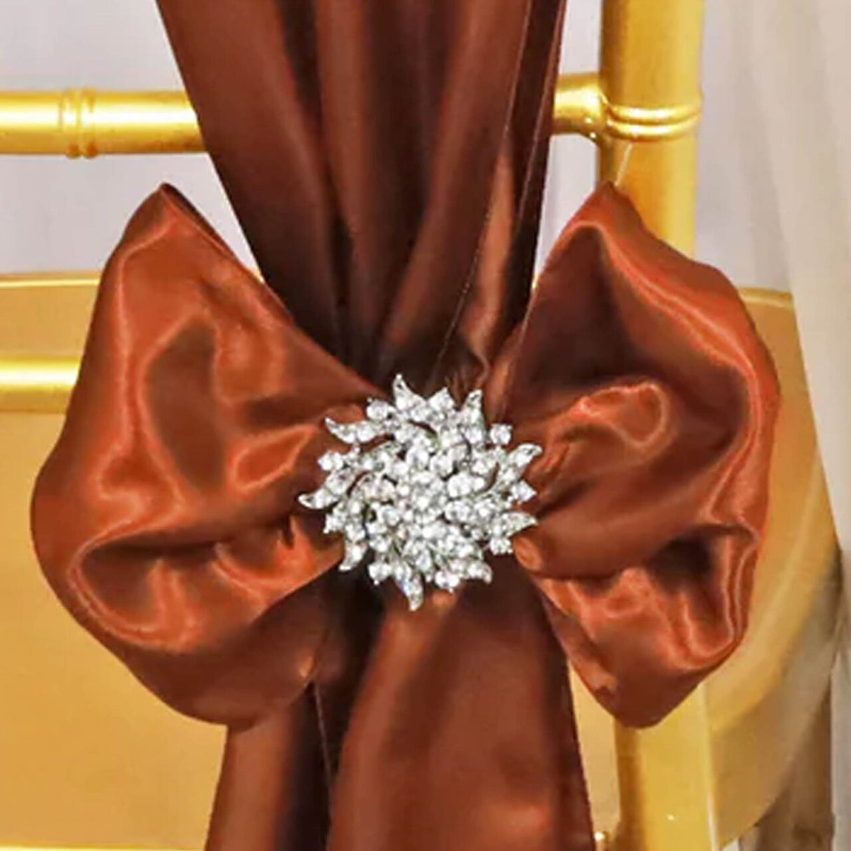 10 Pieces Cognac Satin Chair Sashes 8"x108" Elegant Event Decor