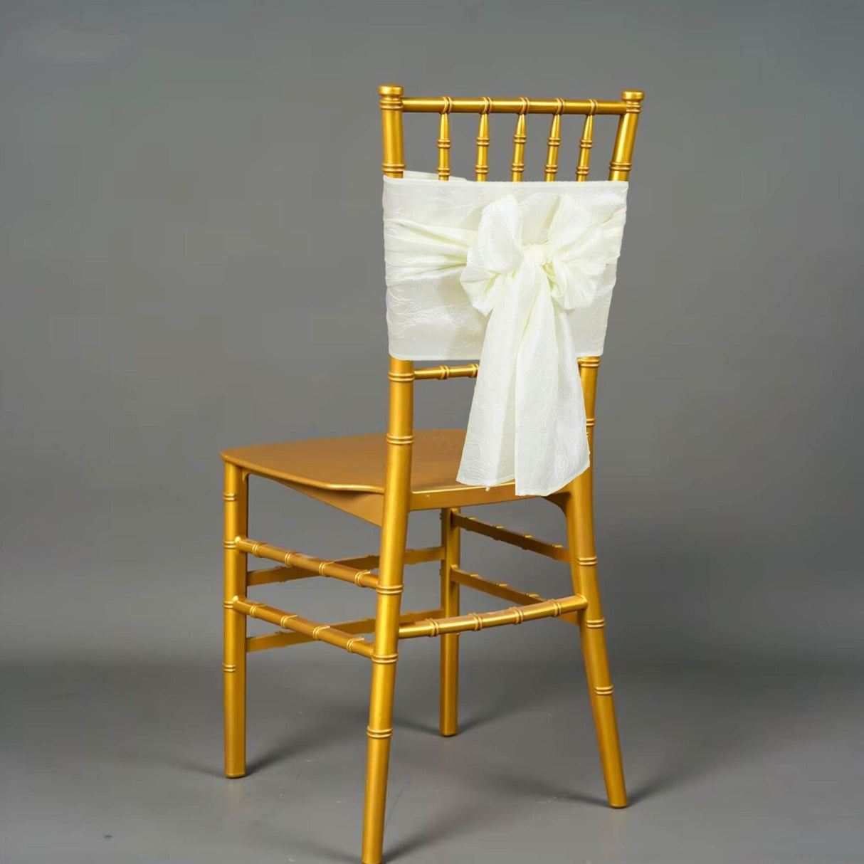 10 Pieces Crushed Taffeta Chair Sashes 9.5 x 108 inches Ivory Classic Elegance