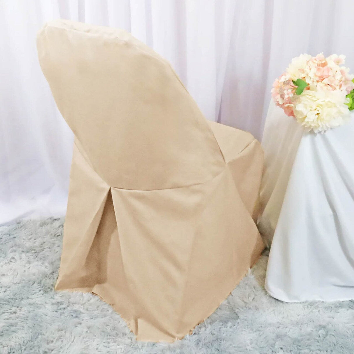 1 Piece Champagne Polyester Chair Cover for Elegant Folding Seating