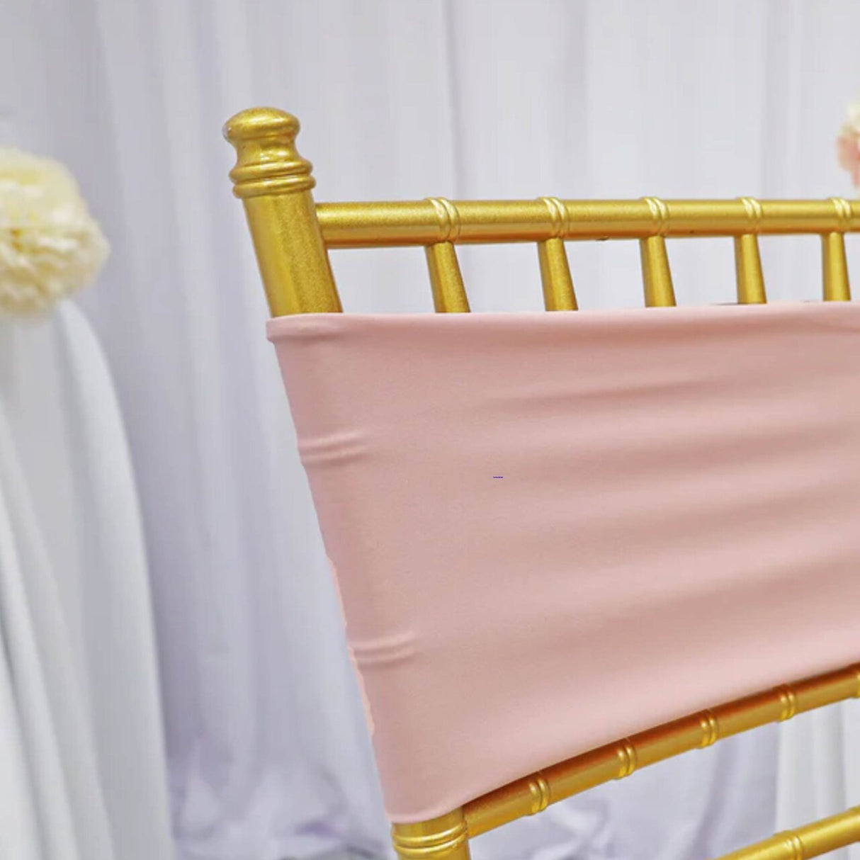 10 Pieces Soft Blush Pink Or Rose Gold Stretch Spandex Chair Bands 7 x 13 Inches