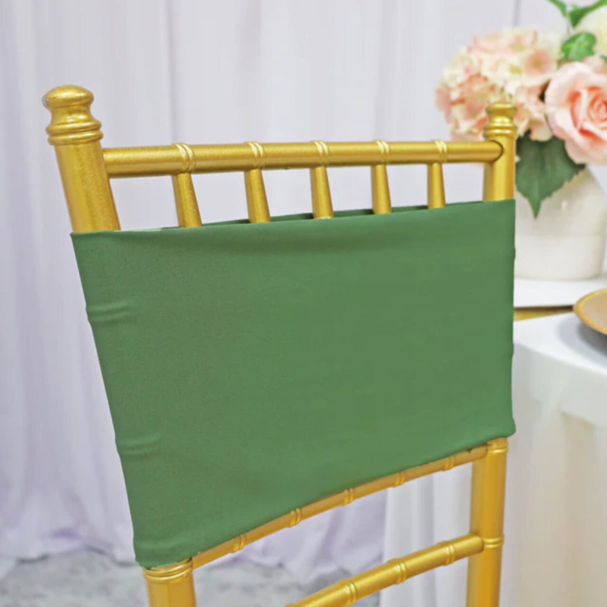 10 Pieces Stretchy Fresh Clover Green Spandex Chair Bands 7 x 13 Inches