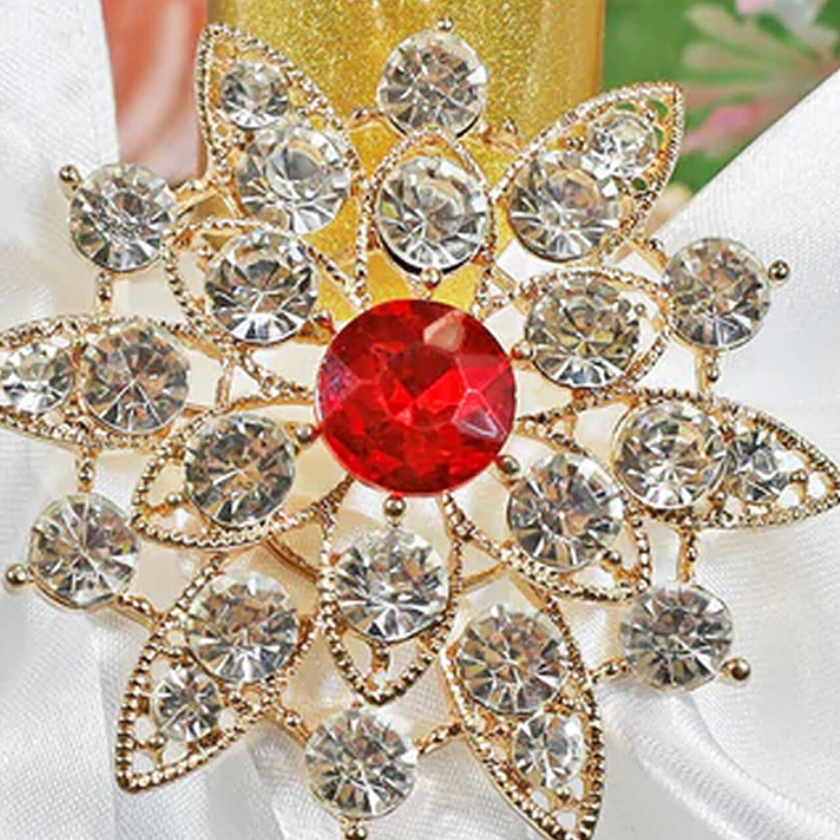 1 Piece North Star Rhinestone Chair Band Buckle Silver Metal Accent 2 Inch Width