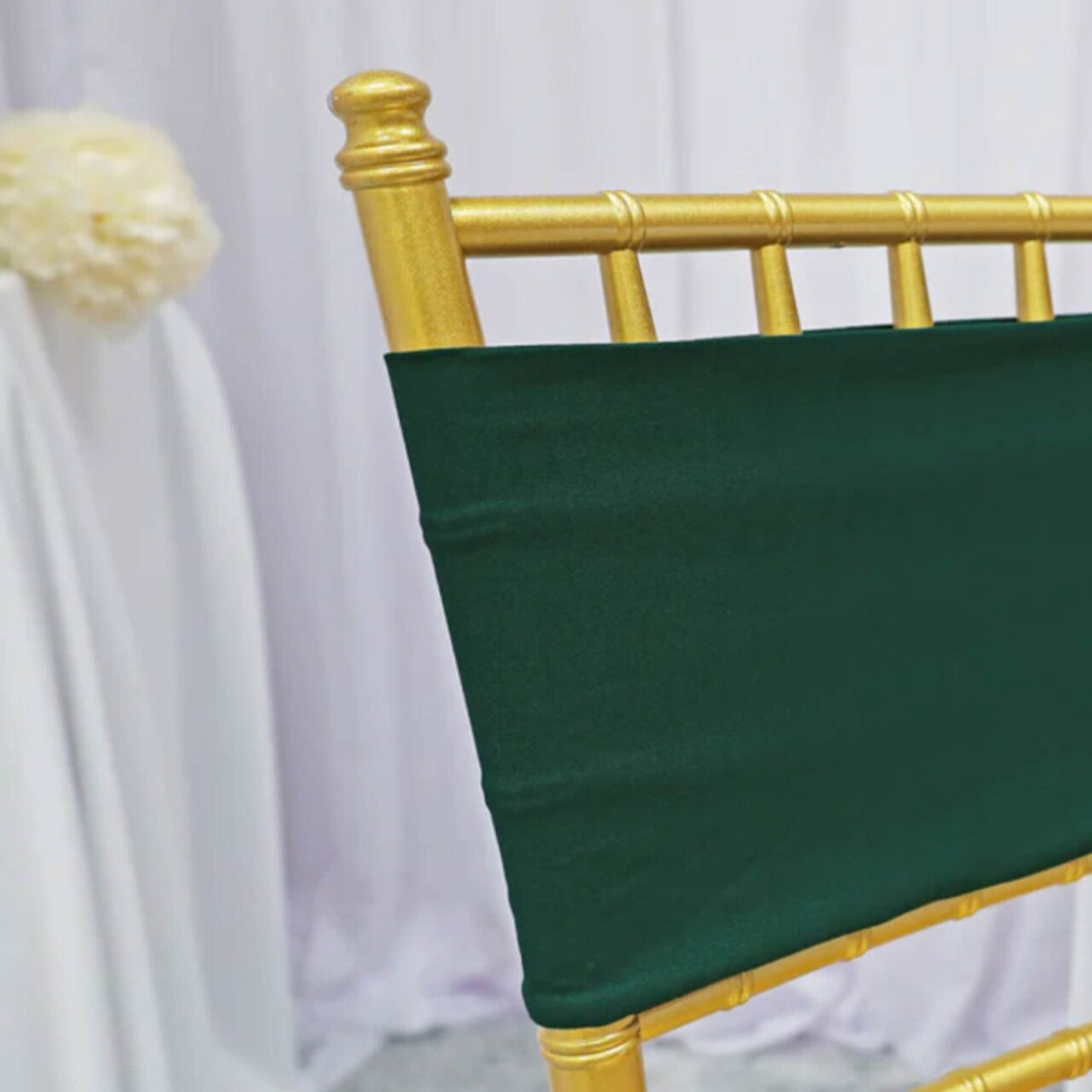 10 Pieces Hunter & Holly Green Spandex Chair Bands 7 x 13 Inches