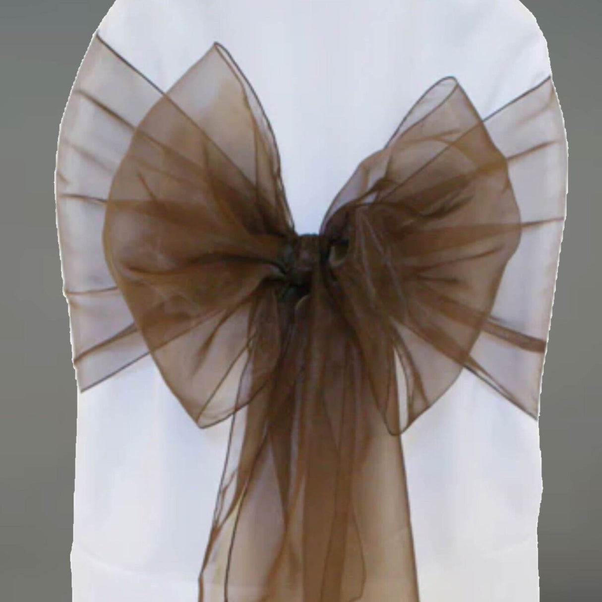 10 Pieces Angle End Organza Chair Sashes 12 by 116 inches Chocolate