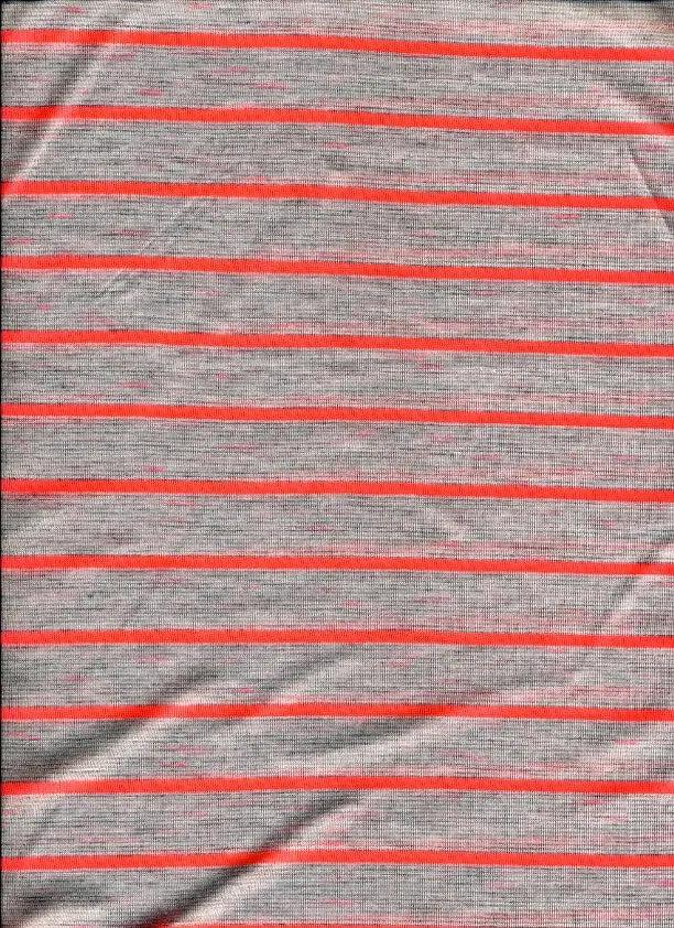 Poly Rayon Jersey Stripe Fabric 1 Yard Neon Coral Soft Lightweight Knit 58/60" Wide