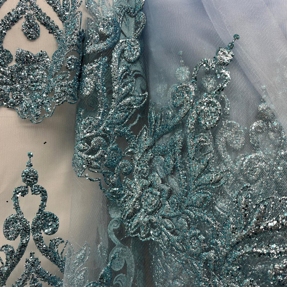 1 Yard Glitter Mesh Fabric 100% Polyester, Sparkling Sheer Lace Material