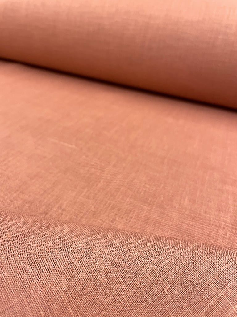 1 Yard Clay Pure Linen Fabric, Softened Finish 5.5 oz Midweight 57 Inches Wide