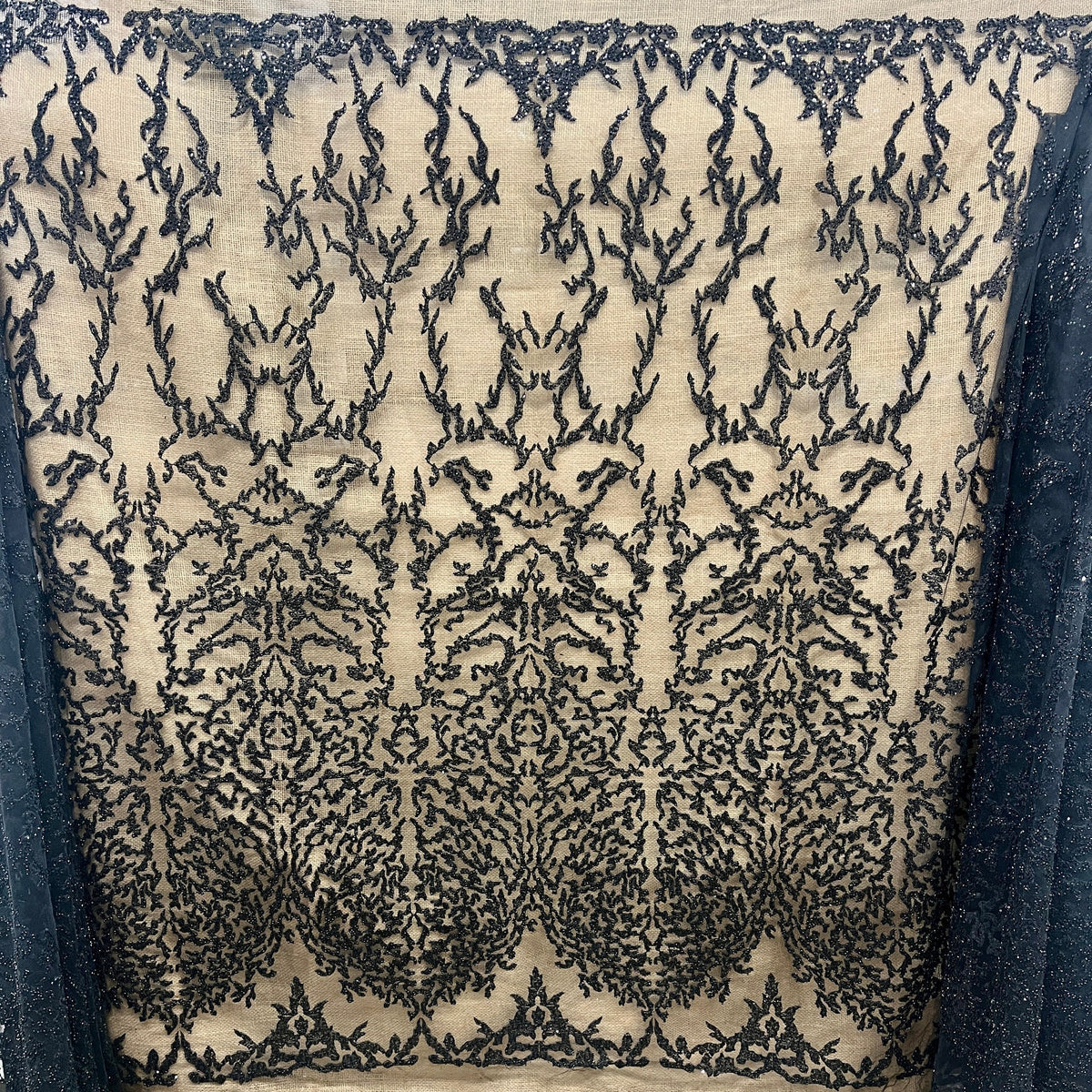 1 Yard Beaded Lace Fabric Embroidered on 100% Polyester Net Mesh 52" Wide