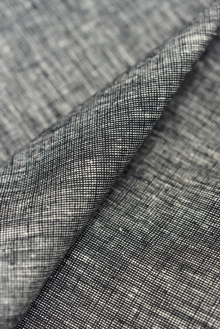 1 Yard Black or Off White 2 Tone Melange Linen Fabric, Midweight Softened 58 Inches Wide
