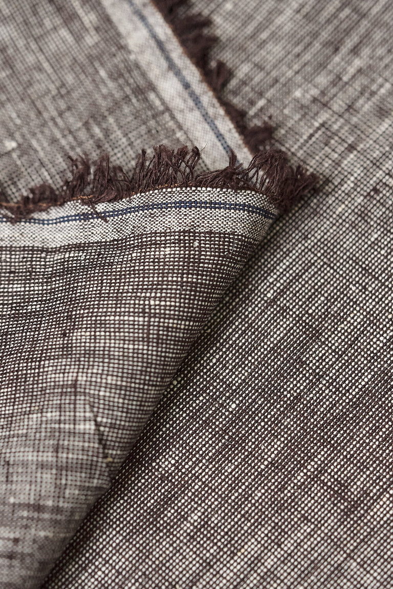 1 Yard Brown or Off White 2 Tone Melange Softened Pure Linen Fabric, Midweight 58 Inches Wide