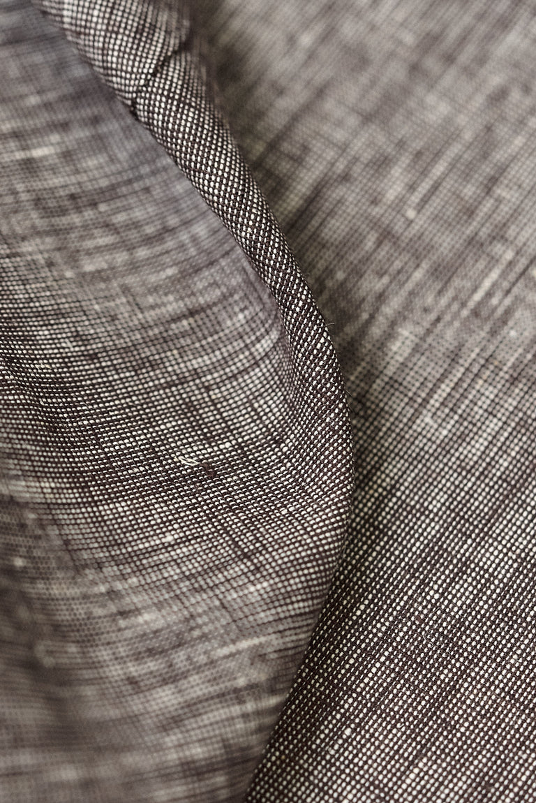 1 Yard Brown or Off White 2 Tone Melange Softened Pure Linen Fabric, Midweight 58 Inches Wide