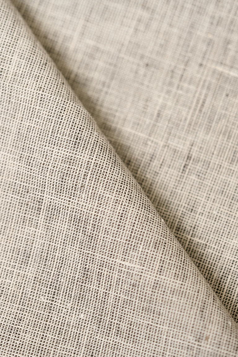1 Yard Charcoal or Off White 2 Tone Melange Softened Pure Linen Fabric, Midweight 58 Inches Wide