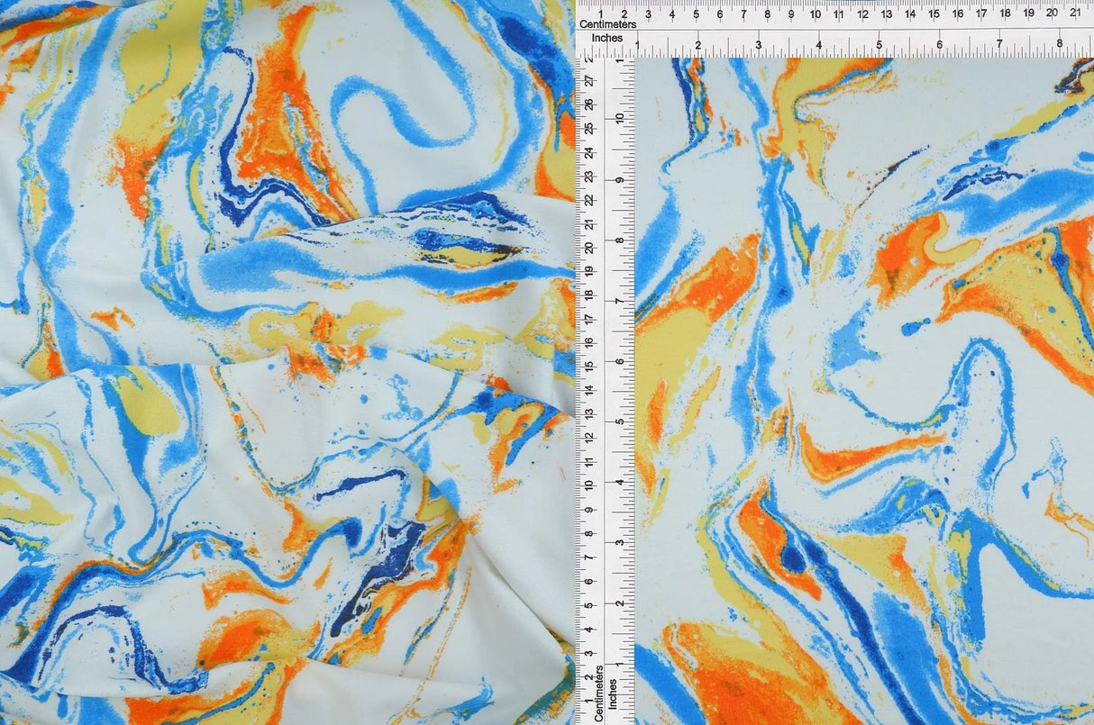 1 Yard Polyester Spandex DTY Brushed Knit Fabric Marble Print Soft Stretch 58/60" Width