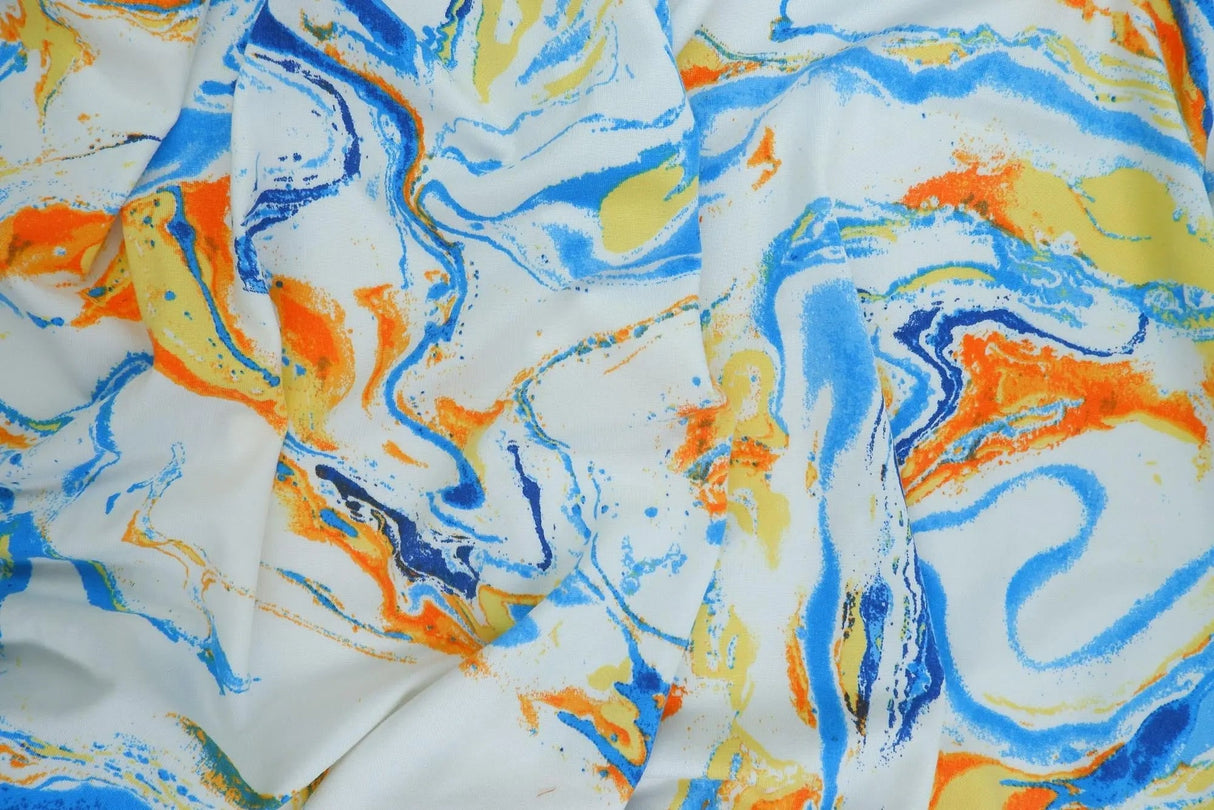 1 Yard Polyester Spandex DTY Brushed Knit Fabric Marble Print Soft Stretch 58/60" Width