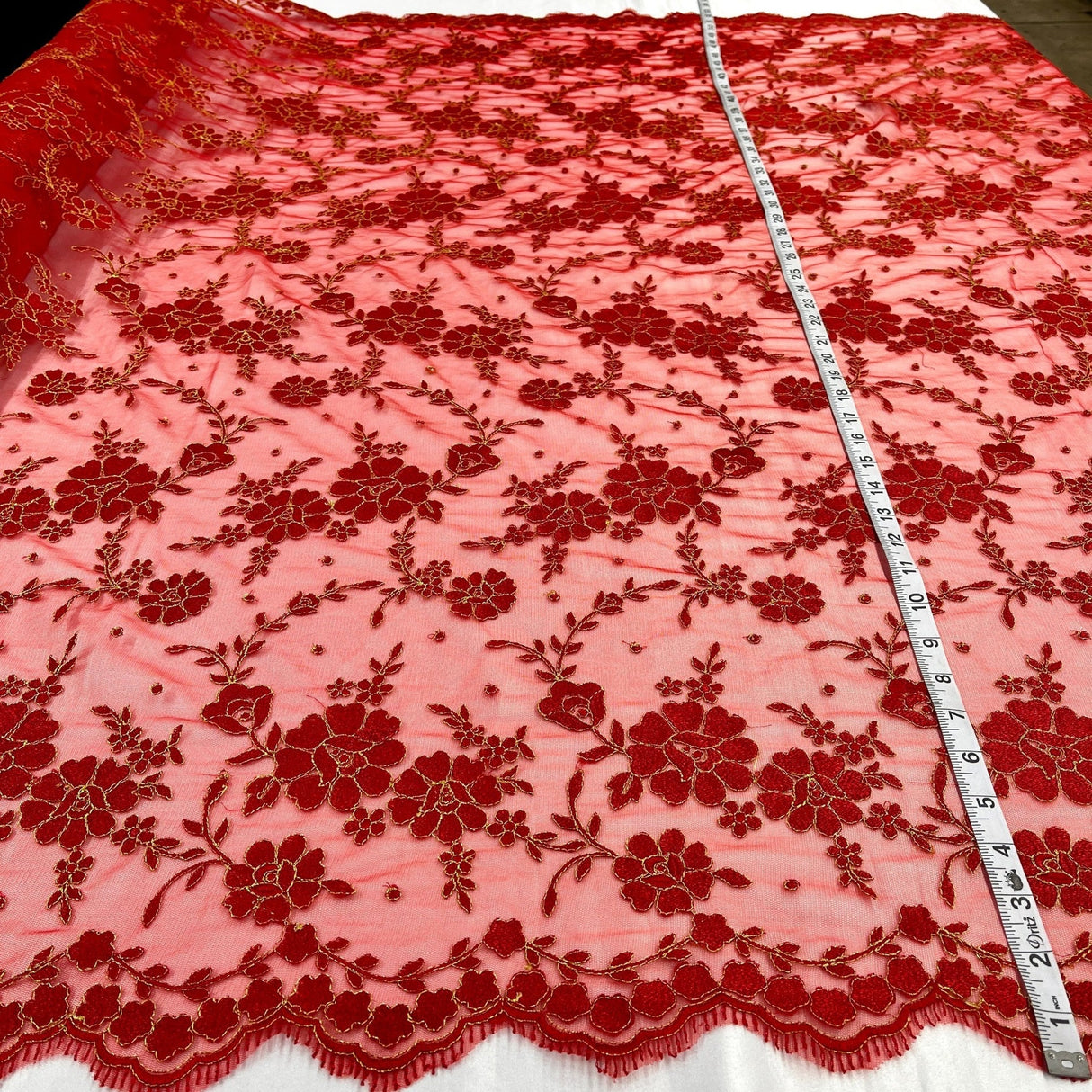 1 Yard Turquoise with Silver Lace Fabric Embroidered on Polyester Net Mesh 52 Inch Width