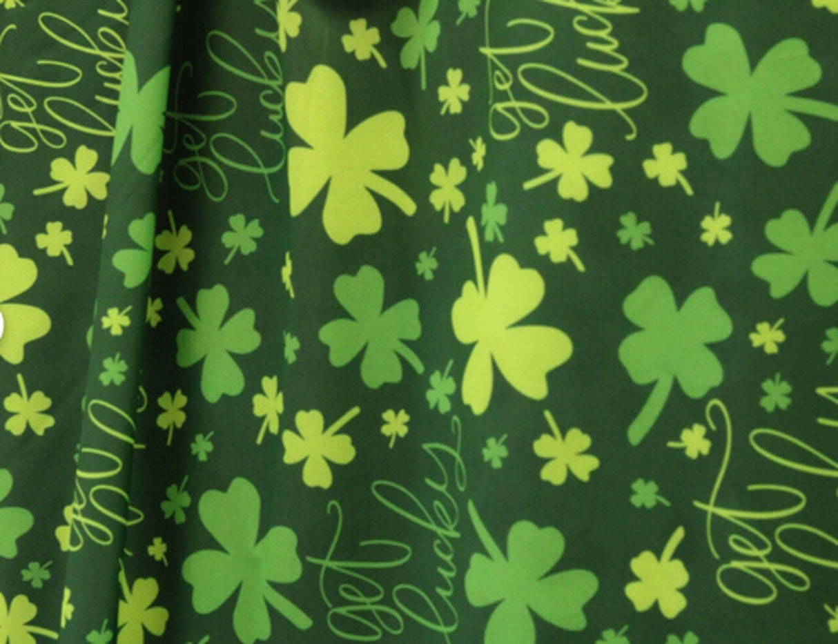 1 Yard Lucky Four Leaf Clover Spandex Fabric, Green Stretch Material for St. Patrick's Day Costumes 58"/60" Width