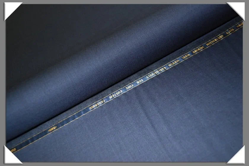 1 Yard Blue Sharkskin Super 120s Merino Wool Fabric, Tailored Suiting Cloth 58/60 Inches Wide