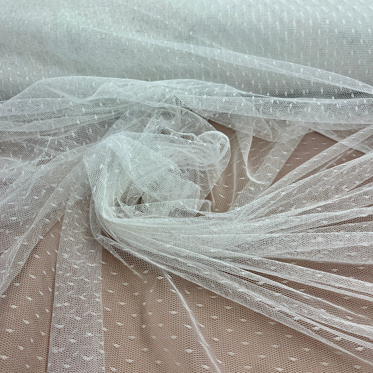 1 Yard 2 Way Stretch Dots Point Net Mesh Fabric for Bridal Gowns, Evening Dresses & Costumes 60"