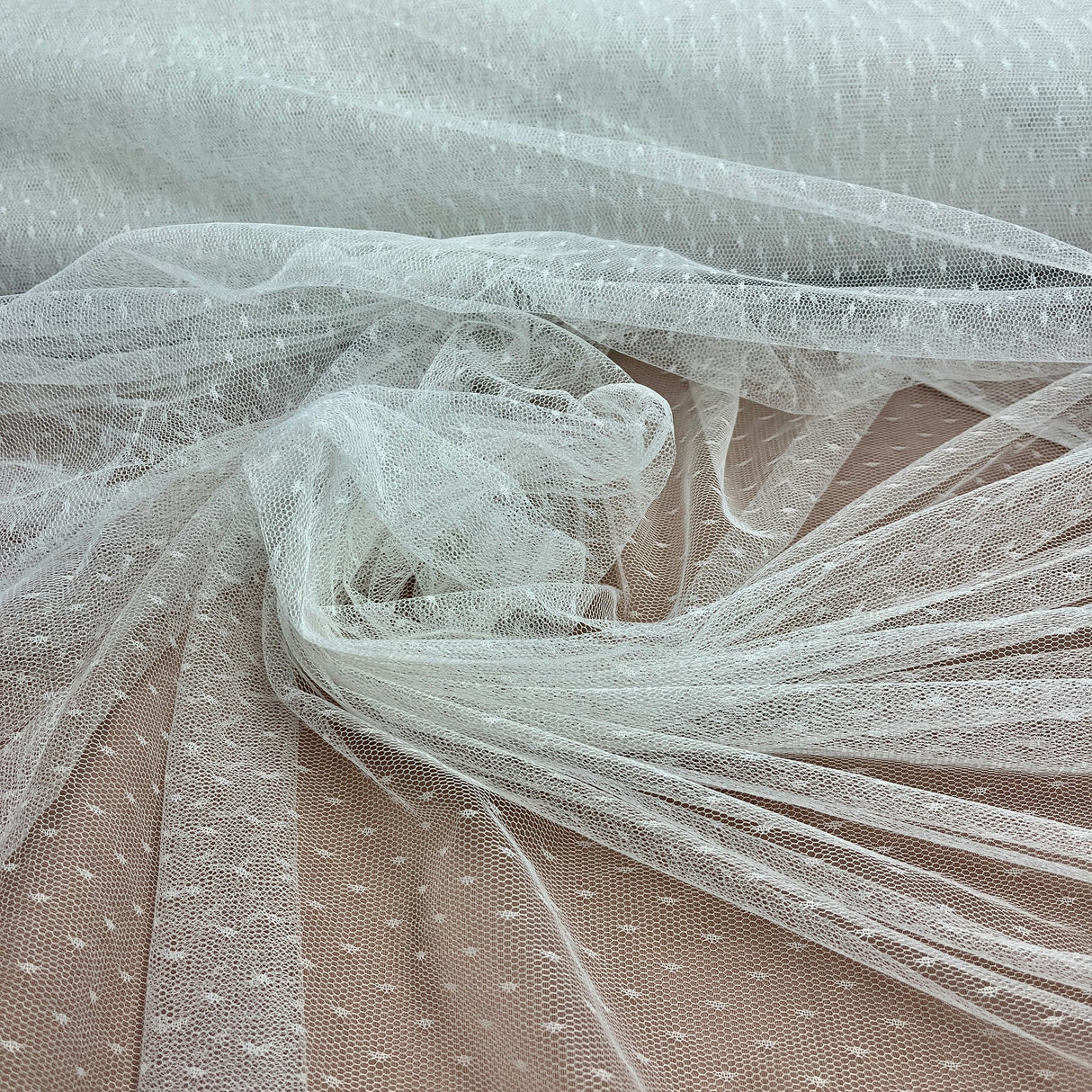1 Yard Ivory Stretch Dots Point Net Mesh Fabric Lightweight Soft Durable Material 60 Inch Width