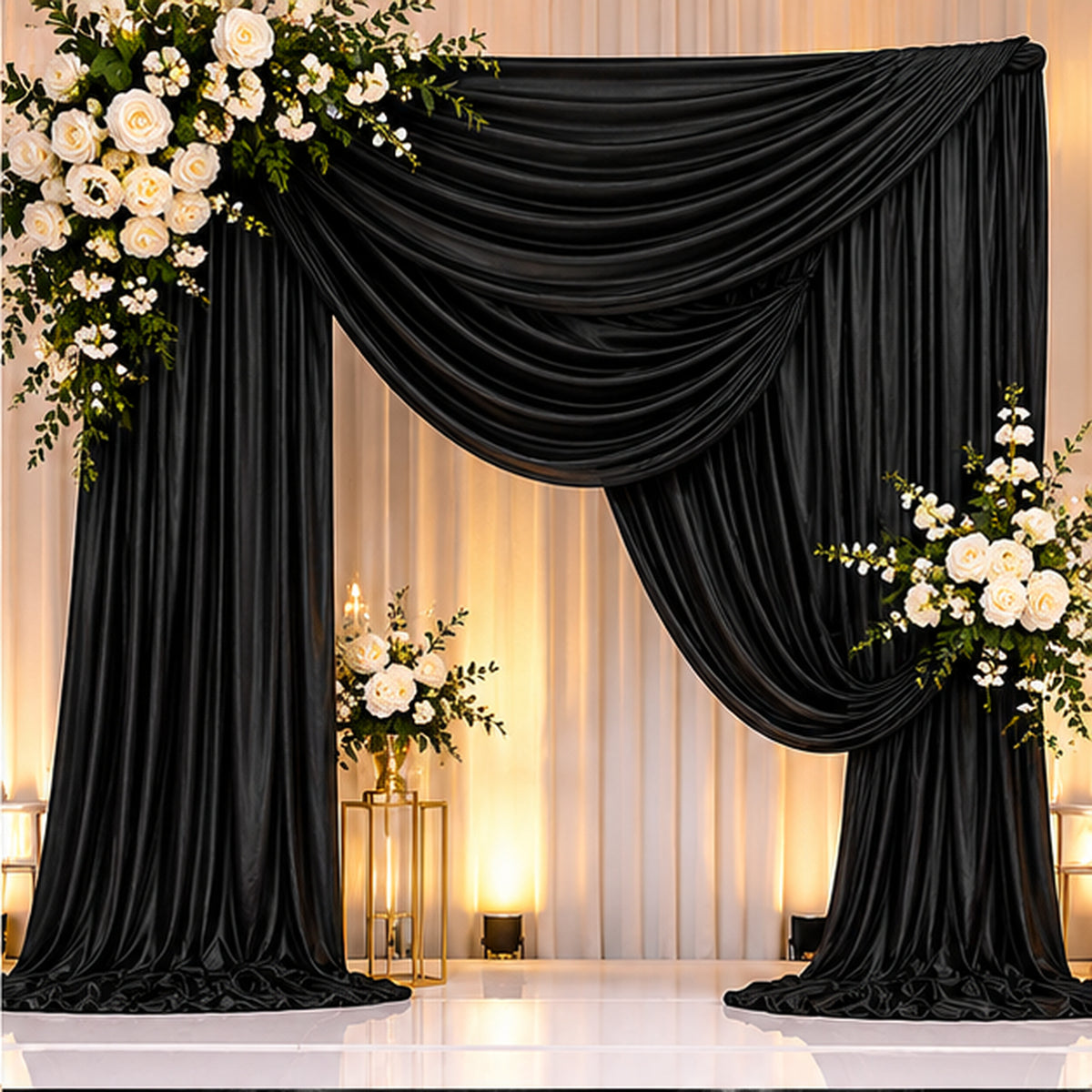 Black Low Stretch Polyester Fabric Extra Wide 108/120 Inch Yard
