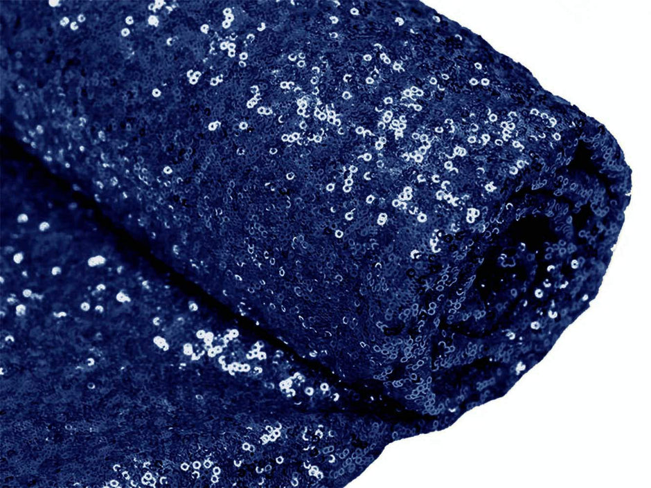1 Yard Navy Blue Sequin Fabric for Tablecloths, Linens & Runners 50/52 Inch Width