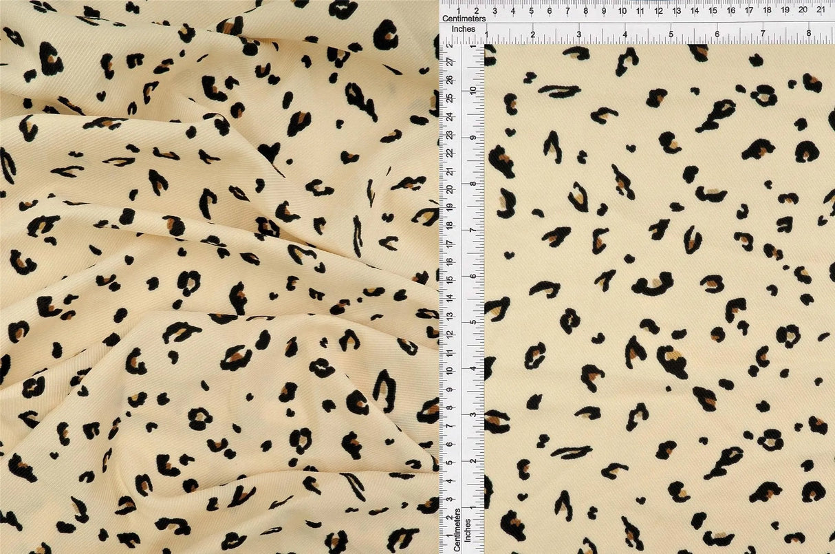 1 Yard Twill Animal Leopard Print Fabric, 58/59'' Wide Polyester Spandex Blend