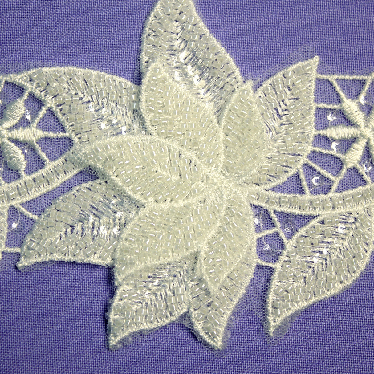 1 Yard Beaded 3D Floral Lace Trimming Embroidered on 100% Polyester Net Mesh 4" Wide