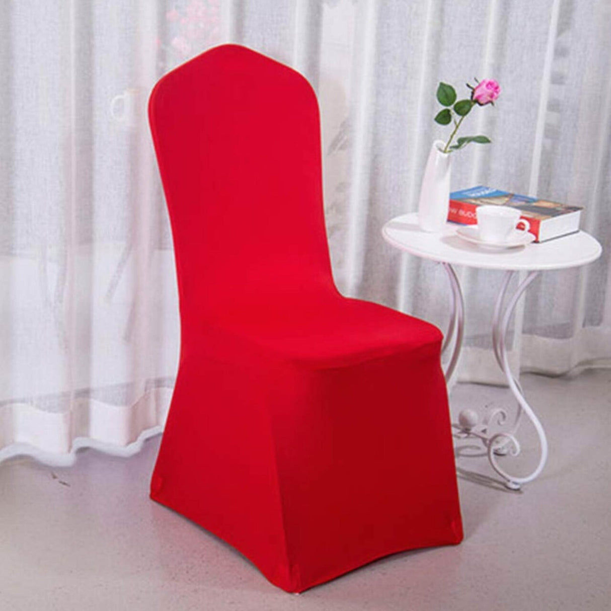 1 Piece Spandex Banquet Chair Cover Red Stretch Wrinkle Free Elegant Event Decor