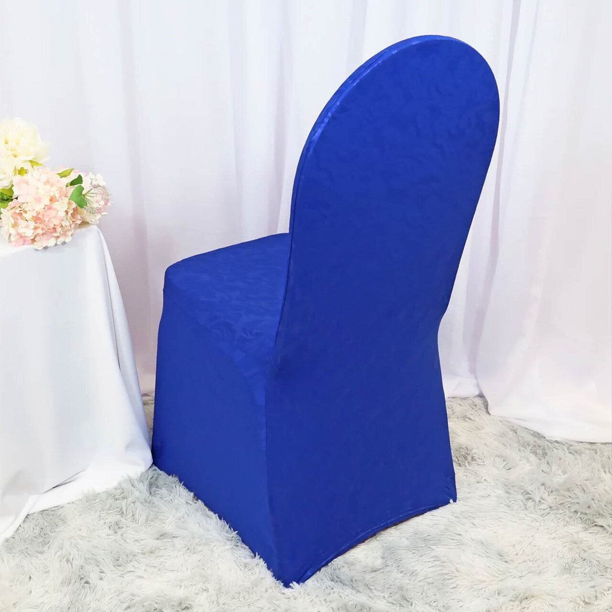 1 Piece Royal Blue Embossed Vintage Spandex Banquet Chair Cover Elegant Event Slipcover