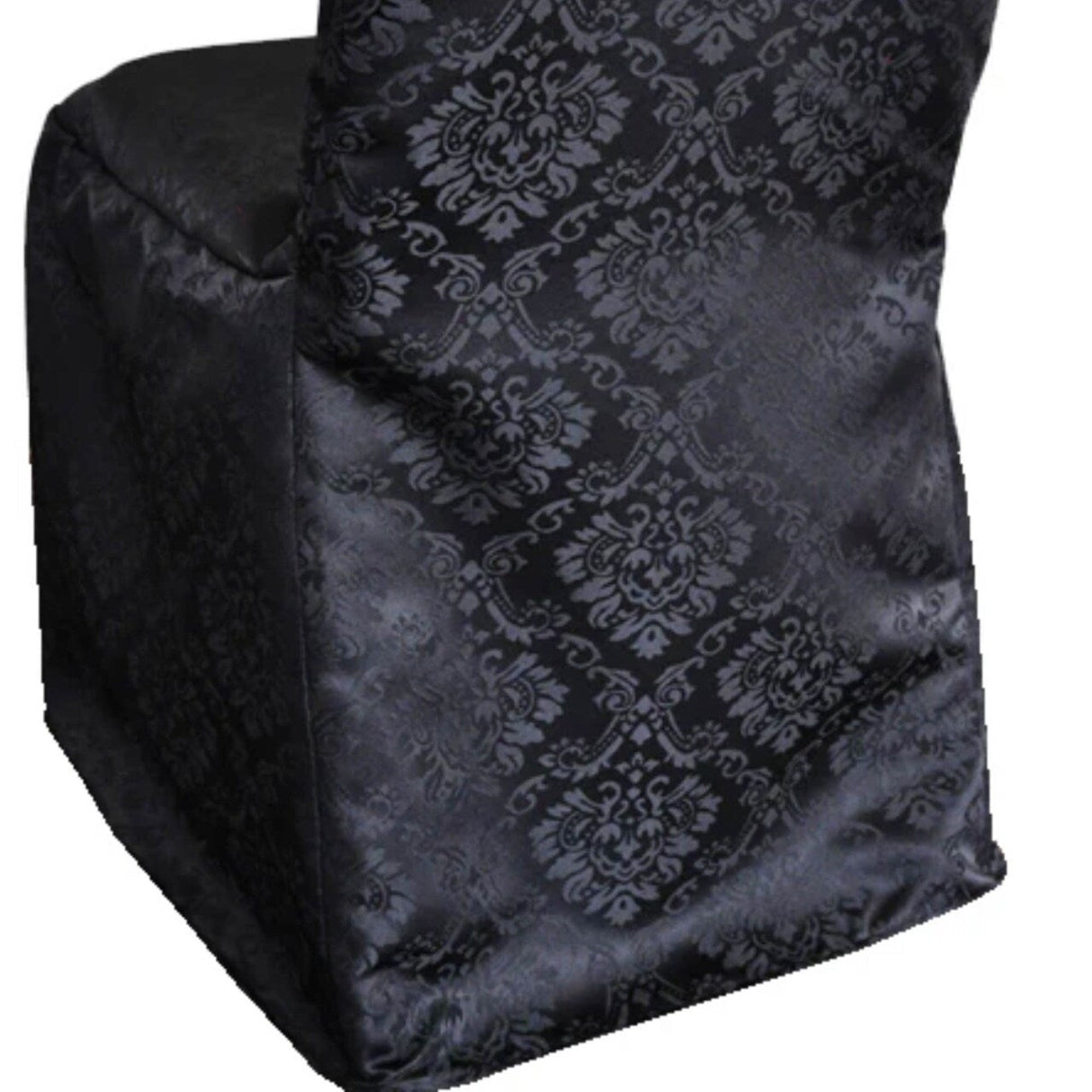 1 Piece Heritage Damask Jacquard Polyester Chair Cover Black