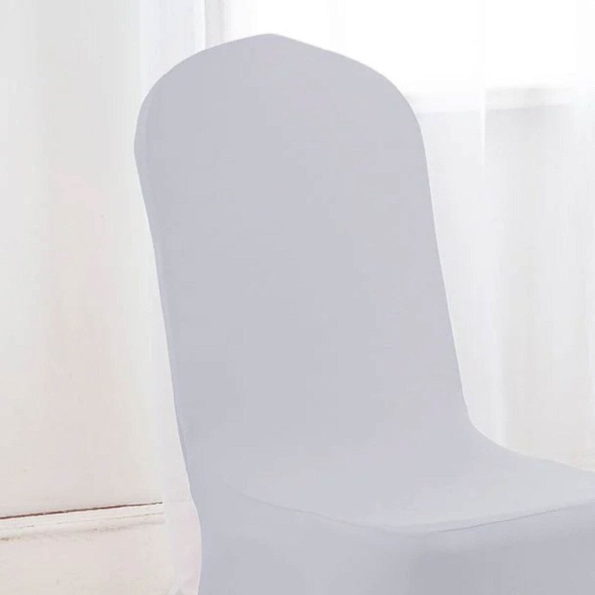 1 Piece Spandex Banquet Chair Cover Platinum or Light Silver Stretch Wrinkle Free Elegant