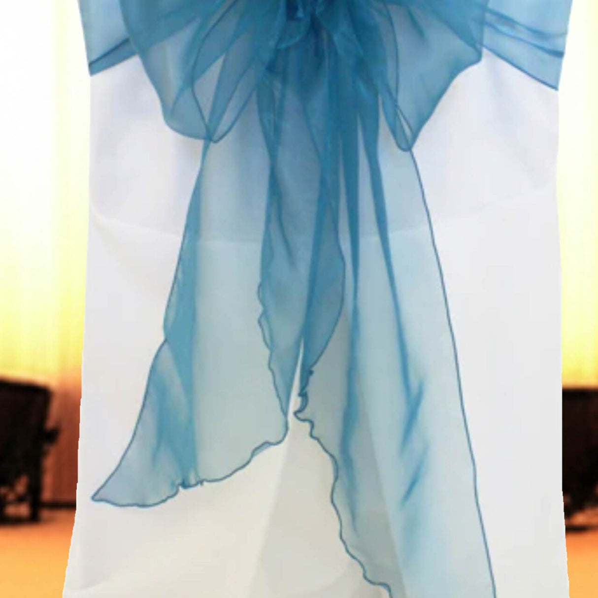 10 Pieces Peacock Organza Chair Bands, 12"x116" Stylish Angled End Decor