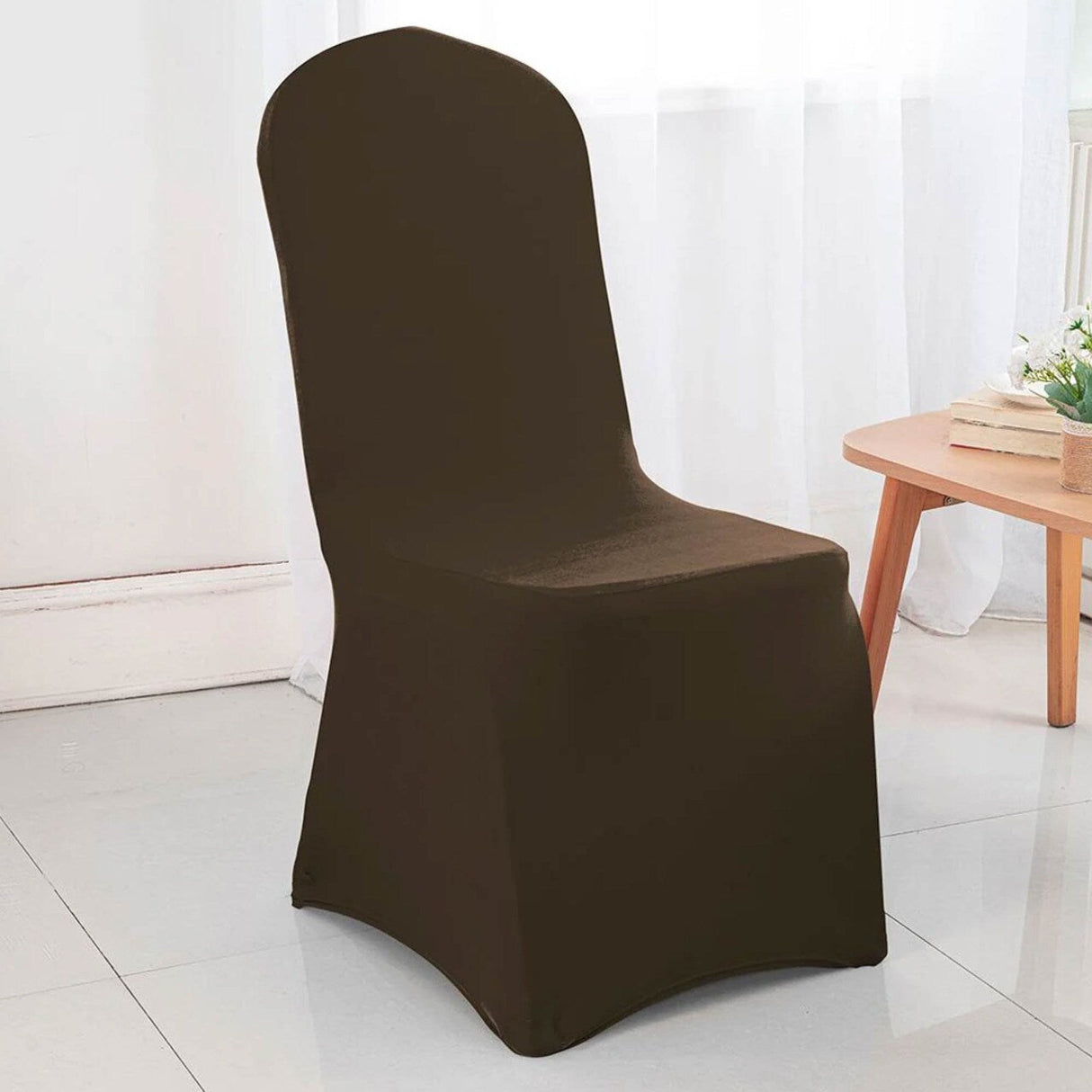 1 Piece Spandex Banquet Chair Cover Chocolate Stretch Wrinkle Resistant Event Decoration