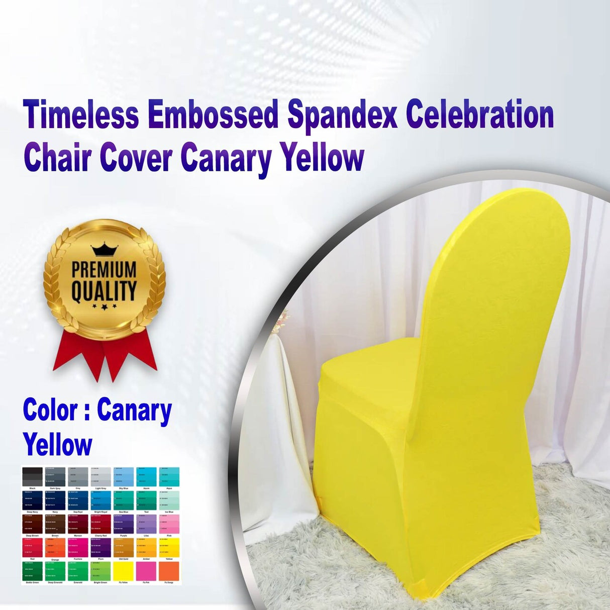 1 Piece Timeless Embossed Spandex Celebration Chair Cover Canary Yellow