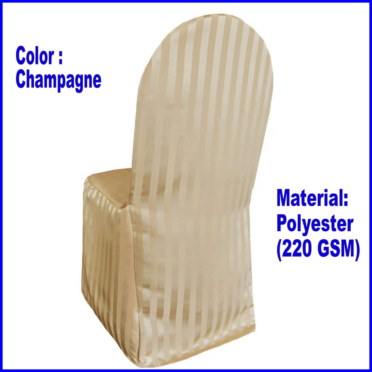 1 Piece Striped Jacquard Polyester Banquet Chair Cover Champagne Elegant Wedding Decor