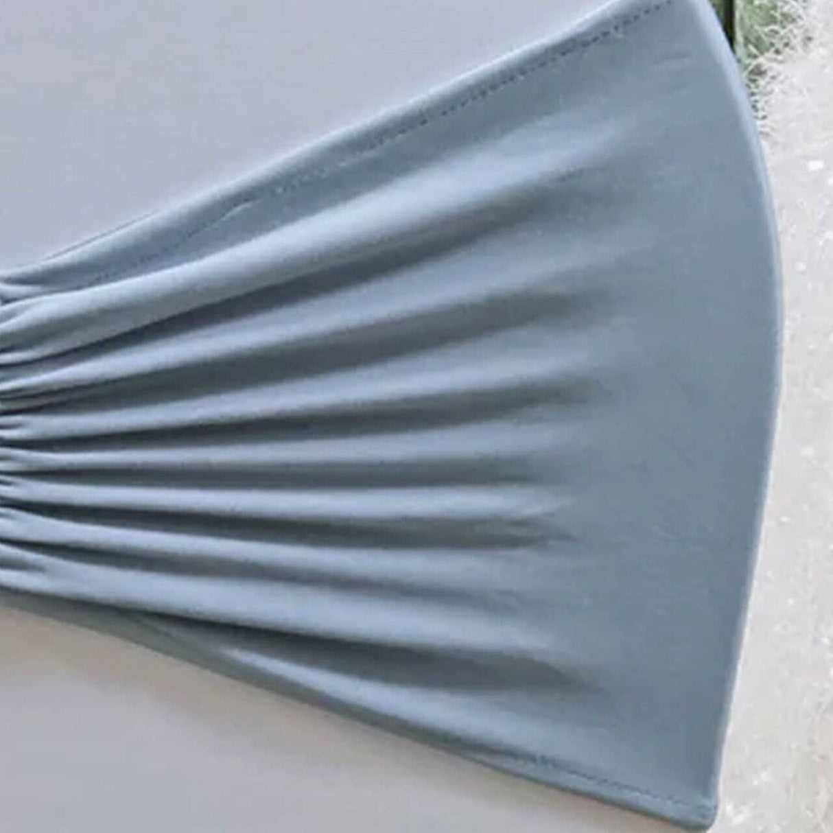 10 Pieces Dusty Blue Ruffled Spandex Chair Bands for Elegant Event Styling 8x13 inches