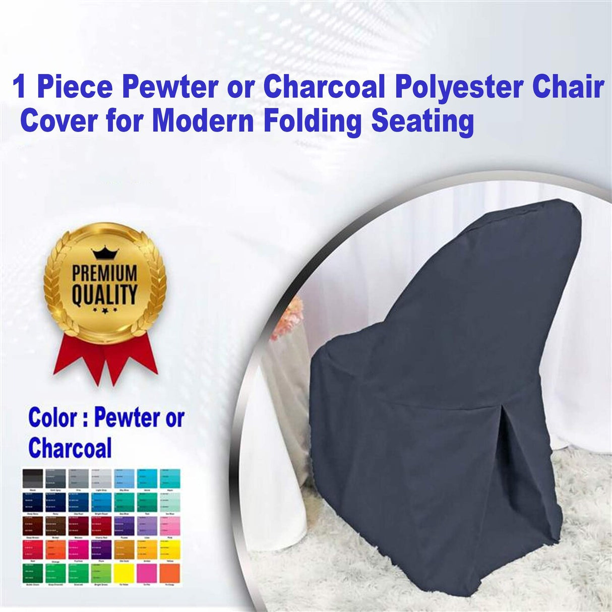 1 Piece Pewter Polyester Chair Cover for Modern Folding Seating