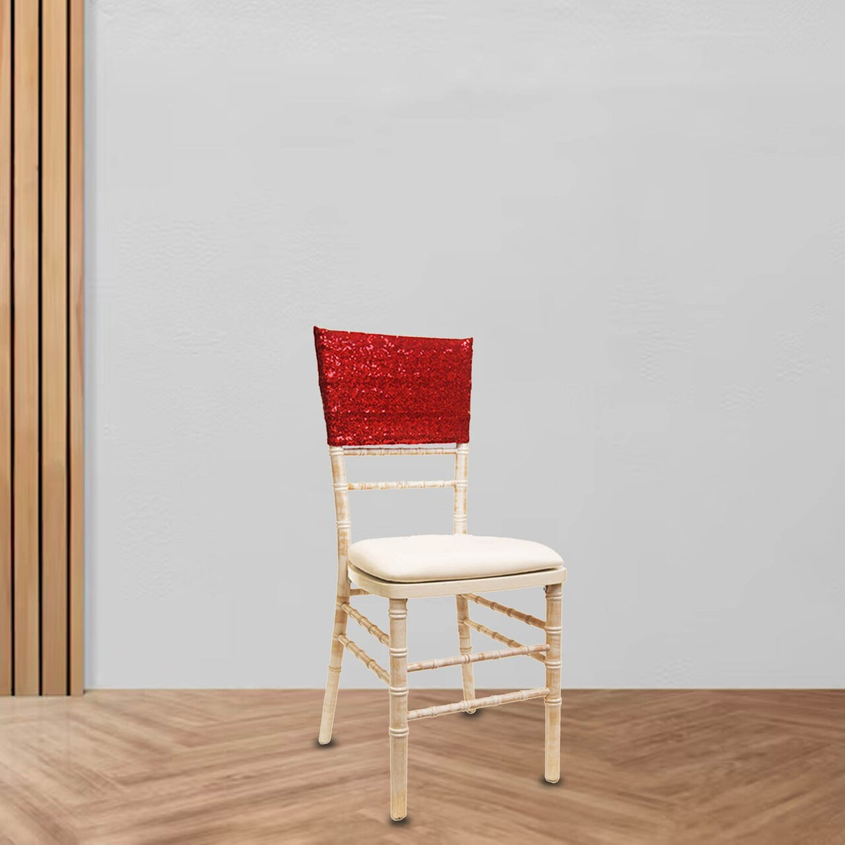 1 Piece Red Sequin Spandex Chair Cap 13.5 inch by 10 inch Event Party Decoration