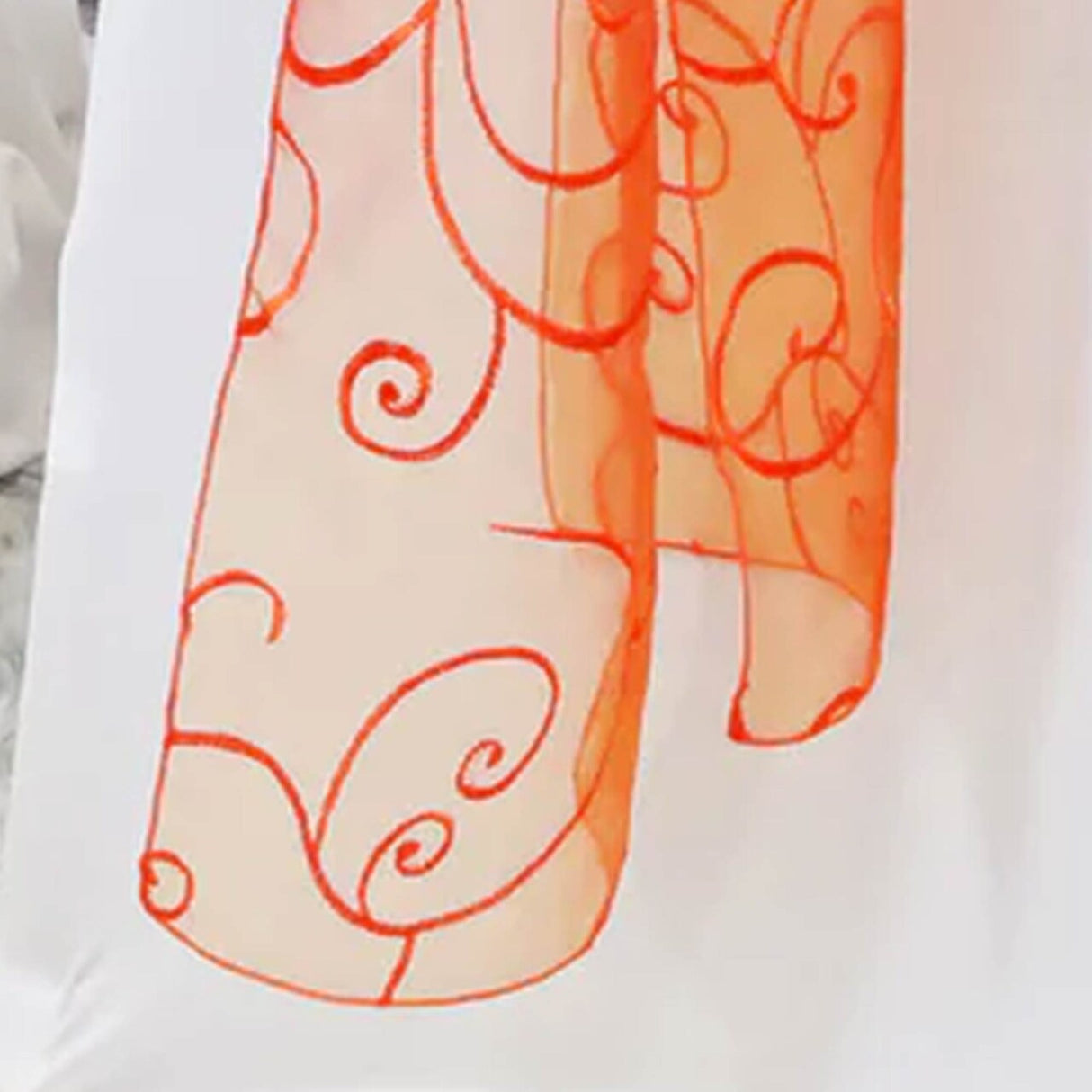 10 Pieces Orange Embroidered Organza Chair Sashes Vibrant Event Decor